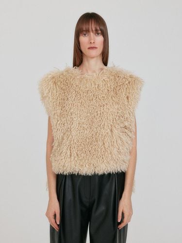 ZINTEE Faux Fur Vest - Light Beige - EENK - Modalova