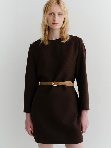 Plain Tweed Dress - Brown - ARCHAIC - Modalova