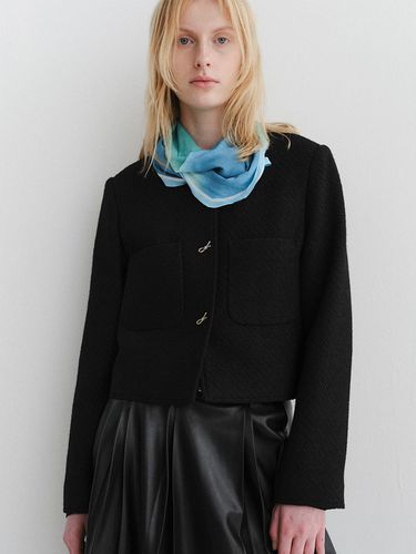 Ribbon Button Tweed Jacket - Black - ARCHAIC - Modalova