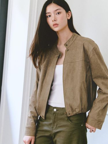 Suede Zip-Up Jacket (MOECJK05MBR) - marieclaire - Modalova