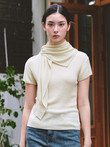 Muffler Set Ribbed Halfneck Short sleeved Knitwear - marieclaire - Modalova