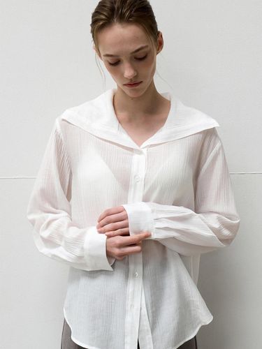 Sheer Sailor Blouse - White - ouie - Modalova