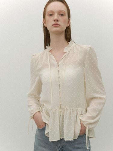 V-neck Dot Shirring Blouse - Atelier Nain - Modalova