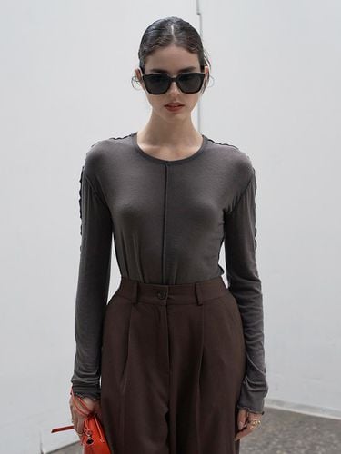 Stitch Sheer long sleeve Charcoal - 320SHOWROOM - Modalova