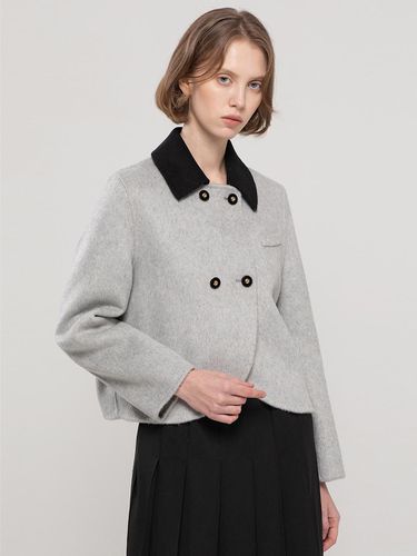 Double-burton wool cropped jacket_Gray - JMARK New York - Modalova