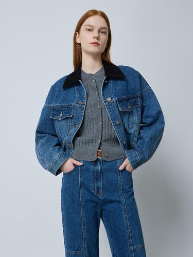 Corduroy Collar Contrast Denim Jacket IN_C243PSF40 - CC collect - Modalova