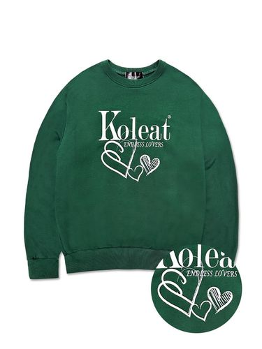 Oversized Fit Love Lettering Sweatshirt [GREEN] - KOLEAT - Modalova