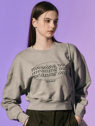 Cropped Lettering Meaning Out Sweatshirt [GRAY] - KOLEAT - Modalova