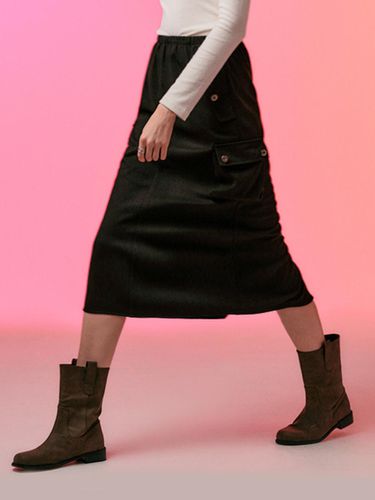 Warm BANDING Cargo Long Skirt [BLACK] - KOLEAT - Modalova