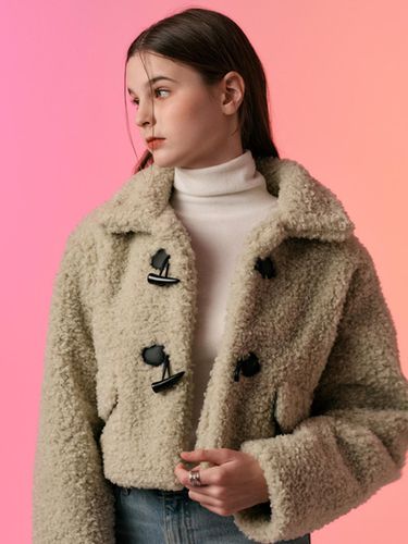 Crop Fur Mustang Fleece Jacket [LIGHT GREEN] - KOLEAT - Modalova