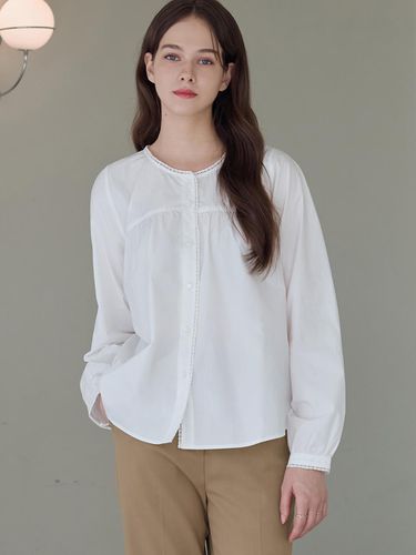 Mute Shirring Lace Cotton Blouse [2 COLORS] - DRAWFIT WOMEN - Modalova