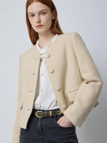 Woolblend Collarless V-neck Jacket BE_C243MSF001 - CC collect - Modalova