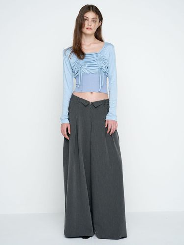 OPEN FOLDED WIDE PANTS / CHARCOAL - MOIFAIRE - Modalova