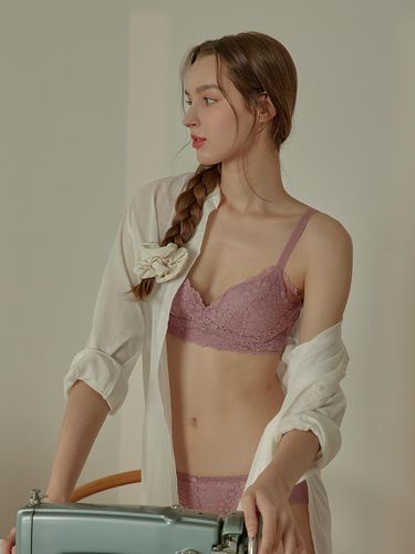 Romantic No-Wire Bralette panties Set - Deep Pink - ELLE INNERWEAR - Modalova