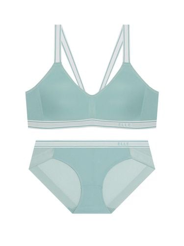 Askin hook bra panties set top - GREEN - ELLE INNERWEAR - Modalova