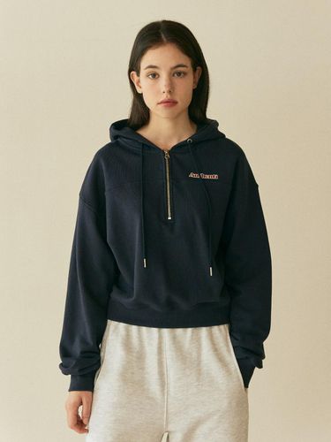 HOODIE HALF ZIPUP_NAVY - Authenti - Modalova