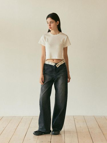 LINE LOGO WIDE PANTS_BLACK - Authenti - Modalova