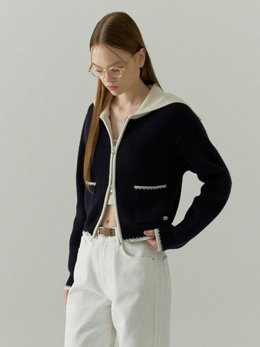 Wool Blended Color Sailor Cardigan - 2colors - OSTKAKA - Modalova