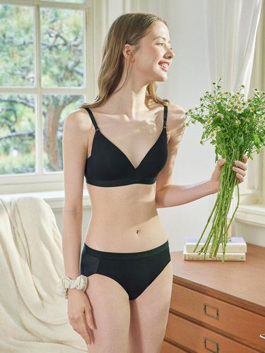 MILD] Mild No Wire Bralette panties Set - Black - HYGGE UNDERWEAR - Modalova