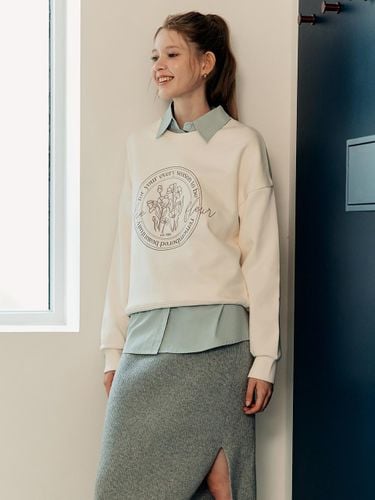 Flower Lettering Sweatshirt(Fleece version included) - ZEROSTREET - Modalova