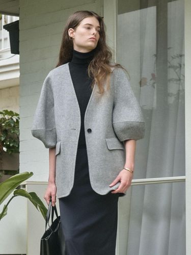 Volume Collarless Cashmere Handmade Jacket - andyou edition - Modalova