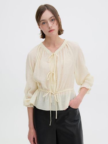 Ribbon strap point shirring blouse - OLIVE DES OLIVE - Modalova