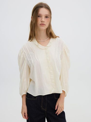 Oversized Fit Cotton Jacquard Pintuck Blouse - OLIVE DES OLIVE - Modalova