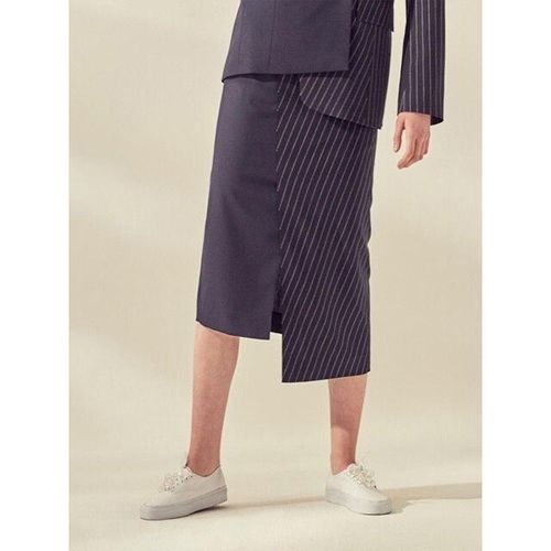 ASYMMETRICAL STRAIGHT SKIRT_NAVY - JOHNNY HATES JAZZ - Modalova