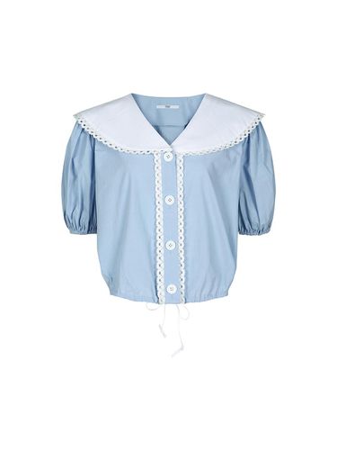 LACE BIG PUFF COTTON BLOUSE - BLUE - JOHNNY HATES JAZZ - Modalova