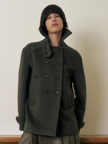 DOUBLE-BREASTED CASHMERE PEA COAT - KUME - Modalova