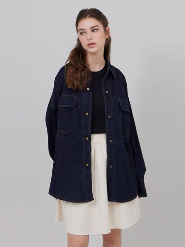 Overfit Two Pocket Denim Shirt Dark Blue - BELLOL - Modalova