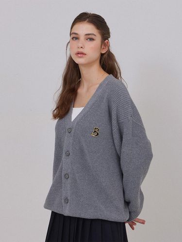 Overfit Logo Cardigan Grey - BELLOL - Modalova