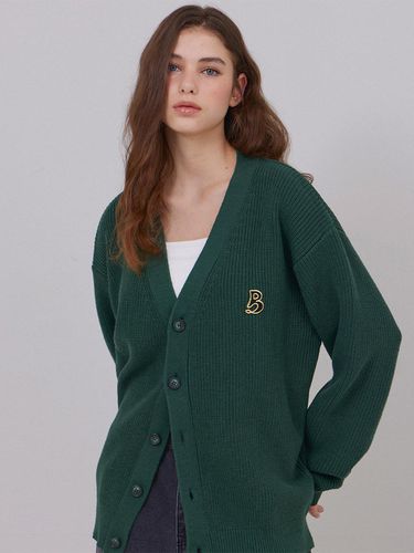 Overfit Logo Cardigan Green - BELLOL - Modalova