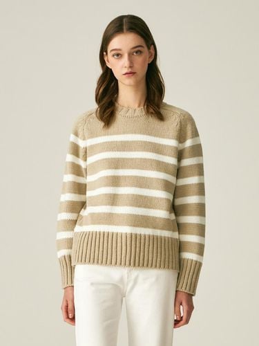 WOOL STRIPE PULLOVER_BEIGE - LADYVOLUME - Modalova