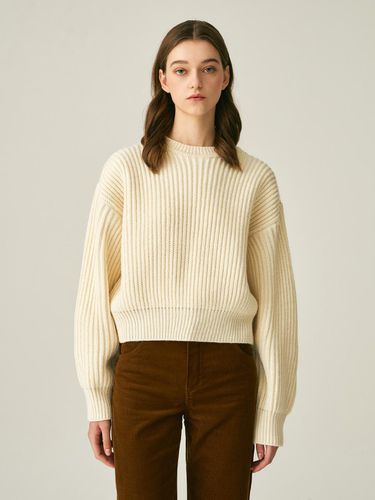 PUFF SLEEVE WOOL PULLOVER_LIGHT BEIGE - LADYVOLUME - Modalova