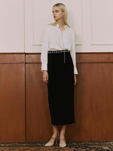 Hebit / Velvet Set-up Skirt - S BLANC - Modalova