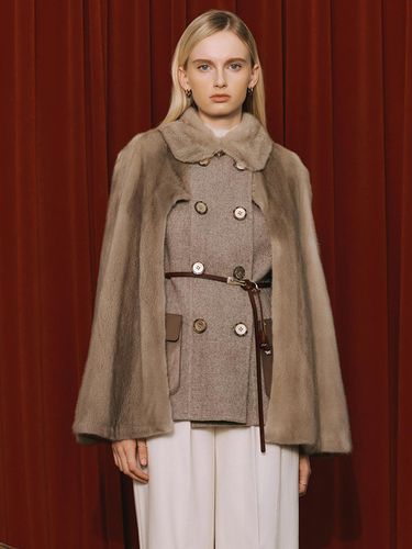 Barbara / Belted Cape Coat - S BLANC - Modalova