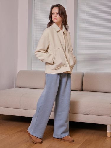 Cozy Fleece Banding Sweat Pants Sky-Blue - BELLOL - Modalova