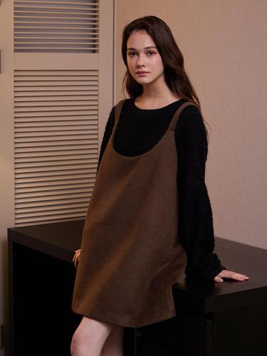 Back Point Wool Mini Dress Brown - BELLOL - Modalova