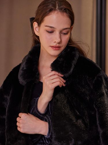 Collar Eco Fur Jacket Black - BELLOL - Modalova