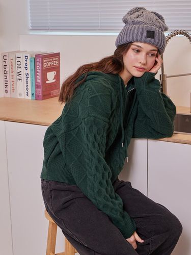 Daily Cable Knit Hoodie Zip-up - BELLOL - Modalova