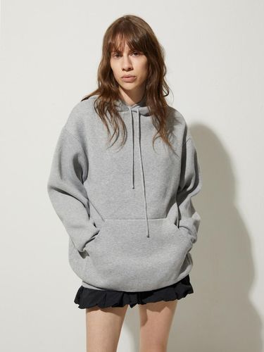 CREW NECK KNIT HOODIE_LIGHT GREY - LADYVOLUME - Modalova