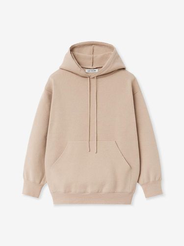 CREW NECK KNIT HOODIE_BEIGE - LADYVOLUME - Modalova