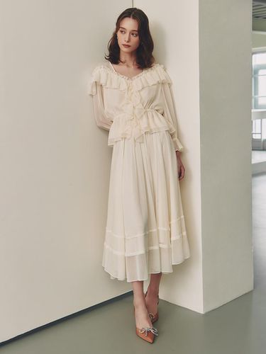 Christina / Frill Chiffon Skirt - S BLANC - Modalova