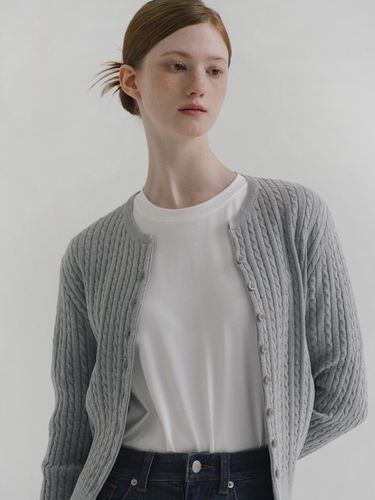 Aube Ue] Cable cardigan_Gray - AUBE UE - Modalova