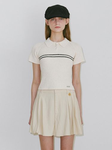 Stripe Collar half knit BEIGE - BELLOL - Modalova