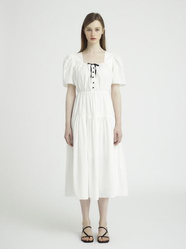 SQUARE NECK PUFF DRESS - WHITE - JOHNNY HATES JAZZ - Modalova