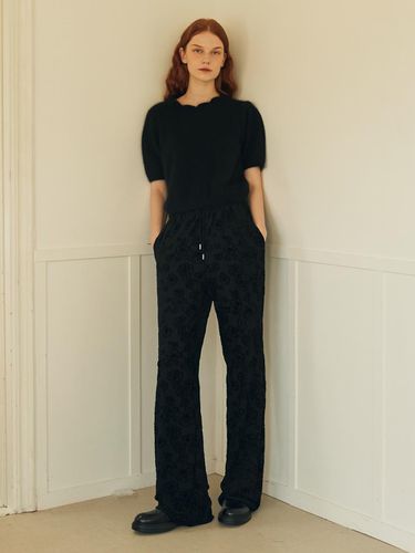 VELVET BURNOUT PANTS_BLACK - ouel - Modalova