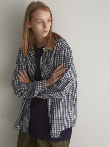 Compact loose check shirts (navy) - lesatelier - Modalova