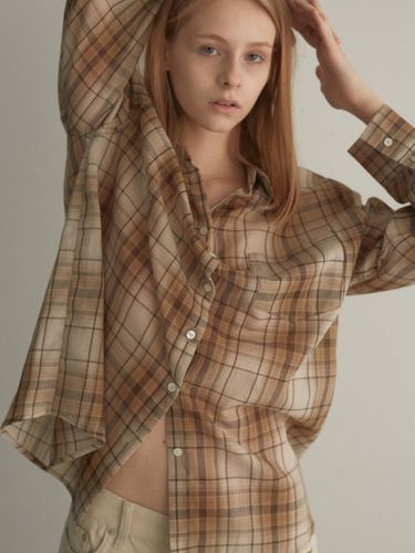 Hue loose check shirts (beige) - lesatelier - Modalova